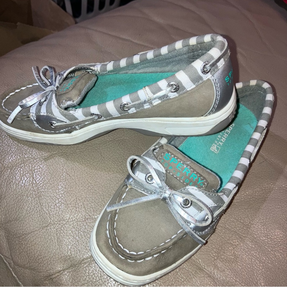 Sperry Kids' Tan and Gray Moccasins
